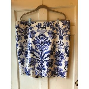 Paisley blue and white skirt